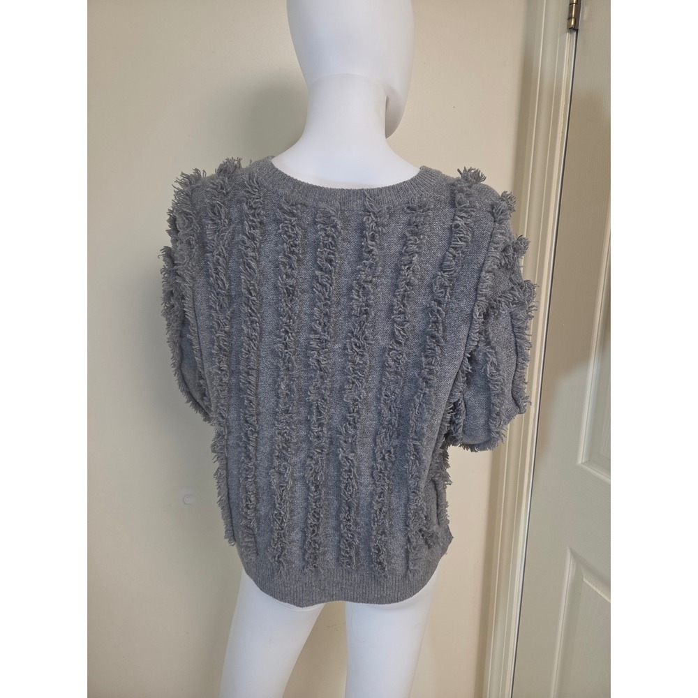 Madewell Gray 100% Merino Wool Fringe Textured Pullover Sweater XXS - Picture 4 of 10